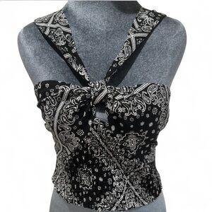 Elegant Black and White Paisley Camisole